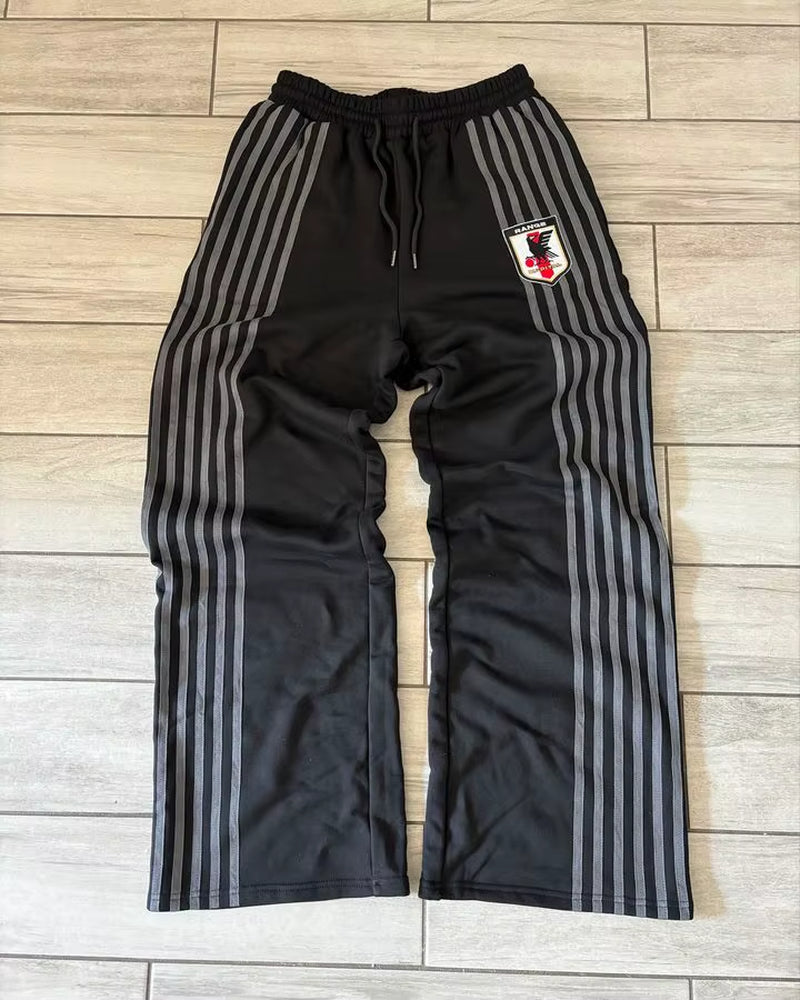 Retro Striped Embroidered Zip Hoody Sweatpants Set Mens Two Piece Set Hip Hop Embroidered Oversized Sweatshirtcasual Pants Set