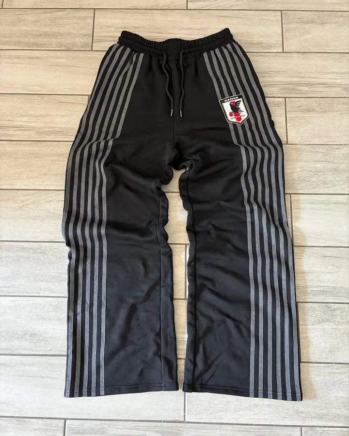 Retro Striped Embroidered Zip Hoody Sweatpants Set Mens Two Piece Set Hip Hop Embroidered Oversized Sweatshirtcasual Pants Set